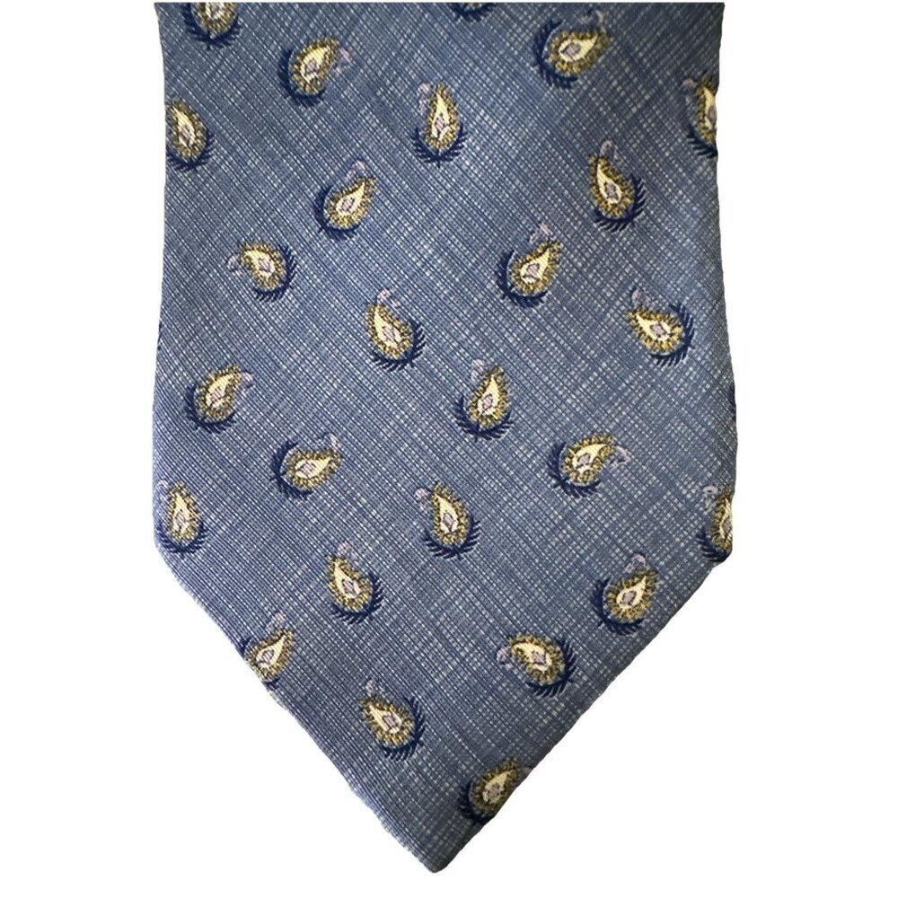 Dunhill Necktie Tie 100% Silk Classic 60” Blue Paisley Pattern Office Business - Picture 2 of 6